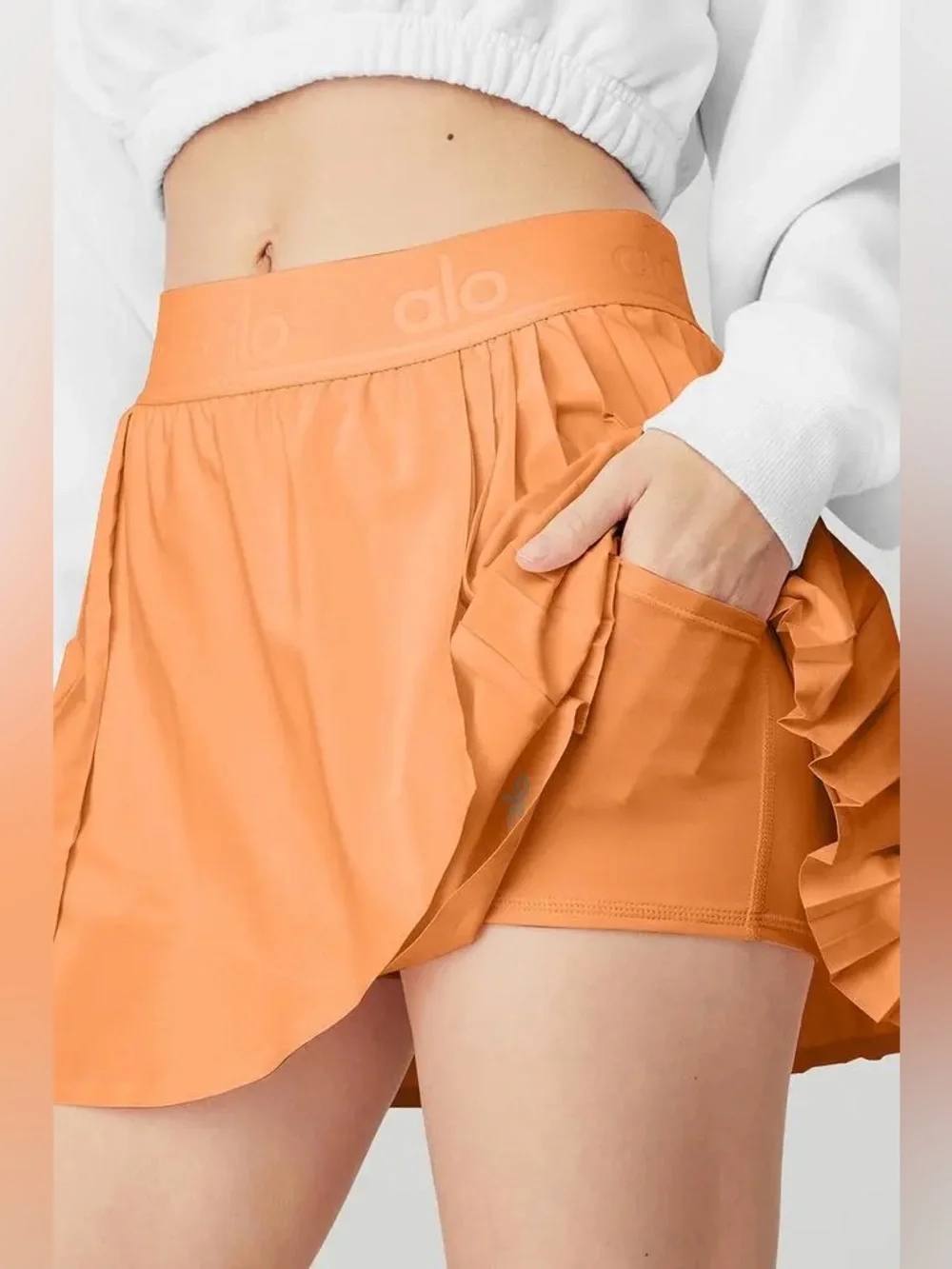 ALO YOGA Aces Tennis Skirt Cantaloupe Orange Size Small